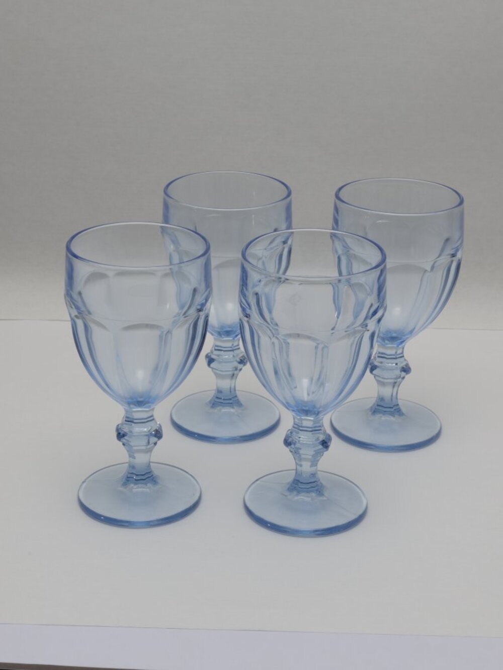 Libbey DuraTuff Blue Light Set of 4 Gibraltar Water Wine Glasses Vintage USA